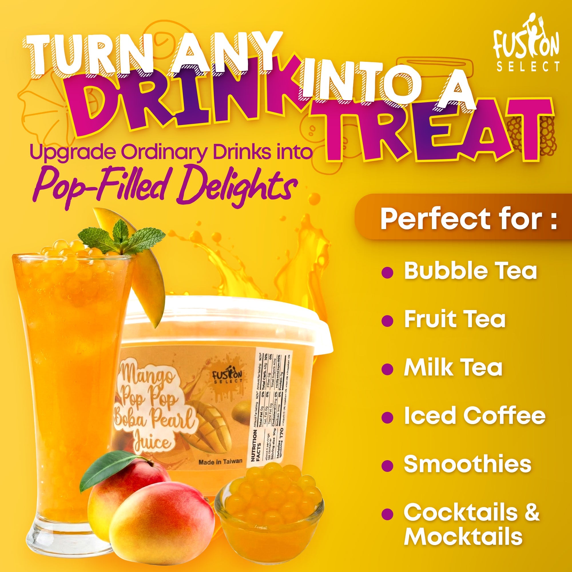Fusion Select Flavors Bursting Bobaz Popping Bobaz Pearls( 6 Variety )